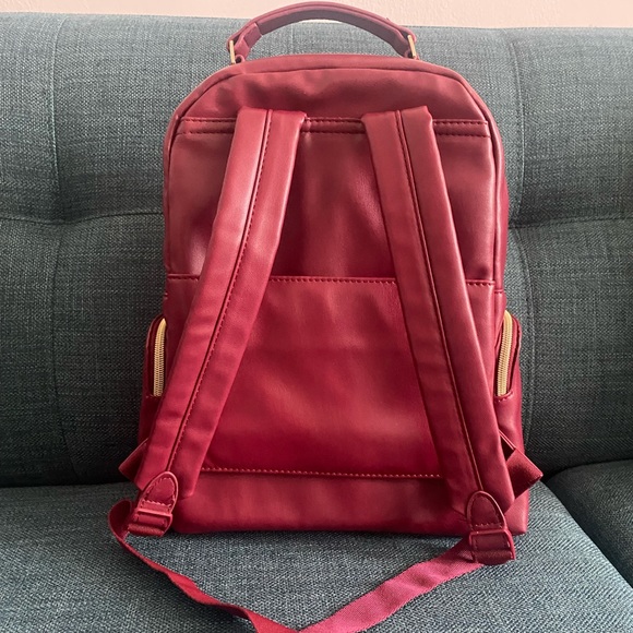 NWOT Karl Lagerfeld Chevron Backpack (Burgundy) - Picture 3 of 10